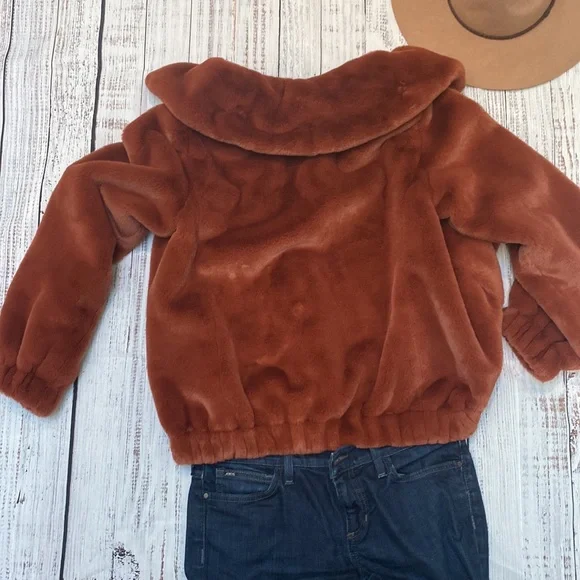 Rebecca Taylor Soft Spice Faux Fur Bomber Jacket - Medium - Picture 5 of 8